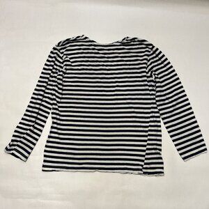 Woman's Long Sleeve/Quarter Length Sleeve Blouse Navy and White Stripe Medium
